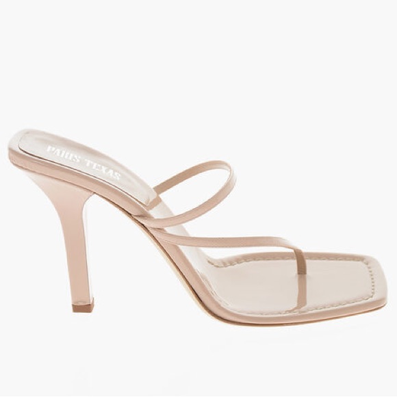 Paris Texas Samantha Patent Leather Strappy Mule Nude Heeled Sandal Nwob Size 39